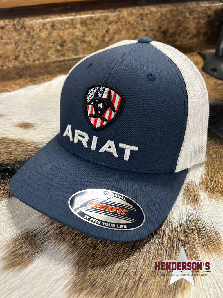 Ariat Ball Cap ~ USA Flag Shield Navy