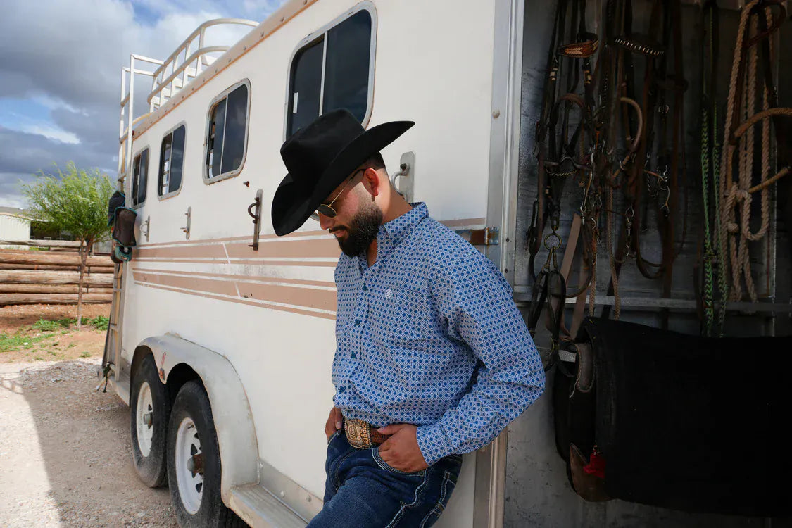 CueroLine Classic Western Shirt ~ Navy Blue - Henderson's Western Store