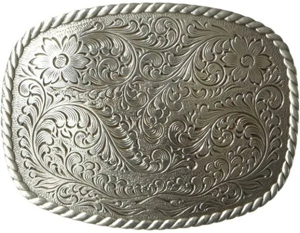 Floral Belt Buckle ~ Retangle - Henderson's Western Store