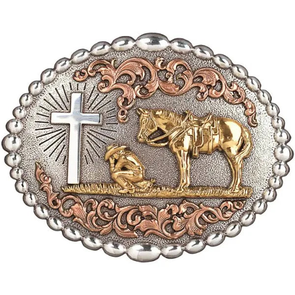 Praying Cowboy Belt Buckle ~ Gold - Henderson's Western Store