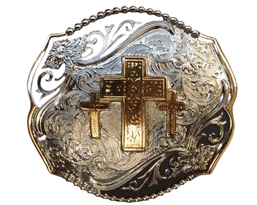 Western Edge Belt Buckle ~ Triple Cross - Henderson's Western Store