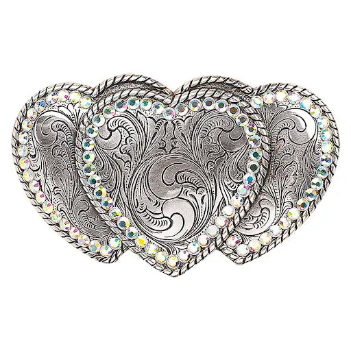 Blazin Roxx Belt Buckle ~ Triple Heart - Henderson's Western Store