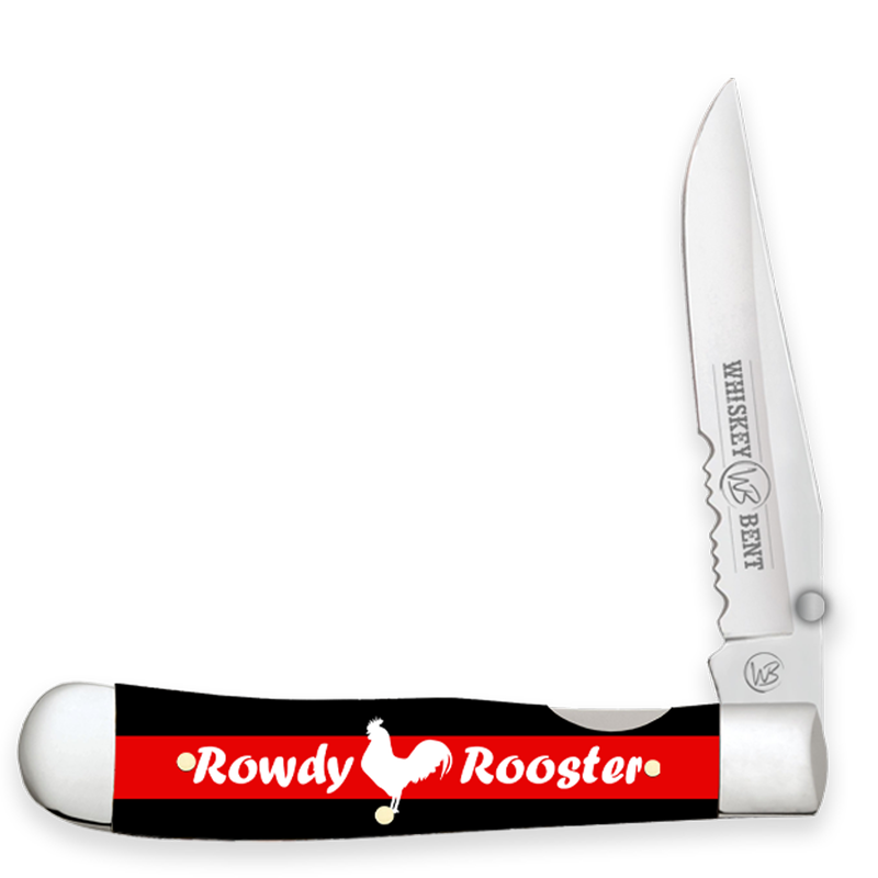 Whiskey Bent Knife ~  Locking Trapper ~ Rowdy Rooster