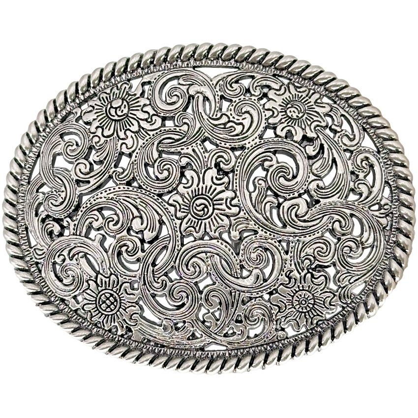 Belt Buckle ~ Silver Floral - Henderson's Western Store