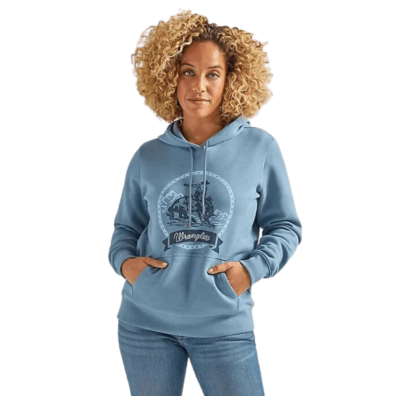 Ladies Wrangler Retro Hoodie ~ Blue - Henderson's Western Store