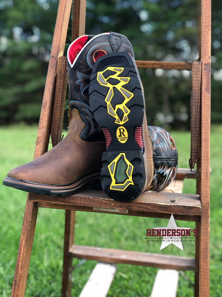 Coffee Distressed Buffalo Work Boots - Henderson's Western Store