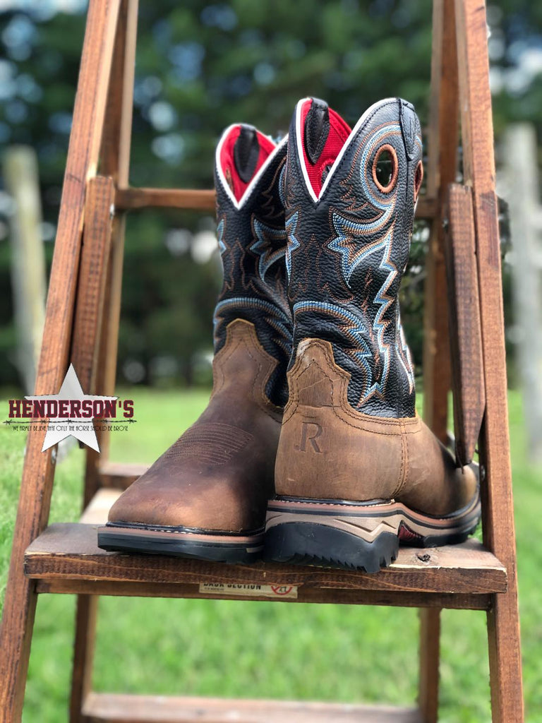 Coffee Distressed Buffalo Work Boots - Henderson's Western Store