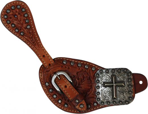 Ladies Oak Leaf Tooling W/Cross Concho Spur Strap - Henderson's Western Store