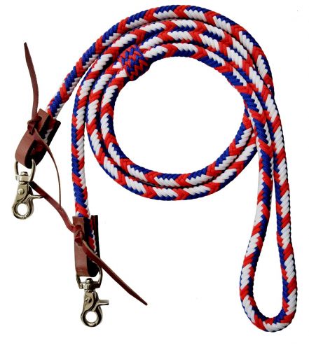 Braided Nylon Barrel Reins ~ Red White & Blue - Henderson's Western Store