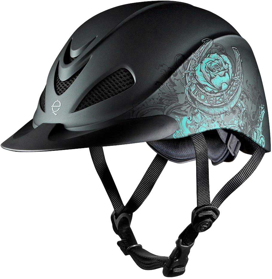 Rebel Troxel Helmet ~ Turquoise Rose - Henderson's Western Store