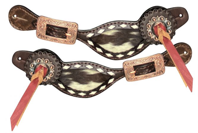 Cowhide Inlay & Tassels Spur Strap - Henderson's Western Store