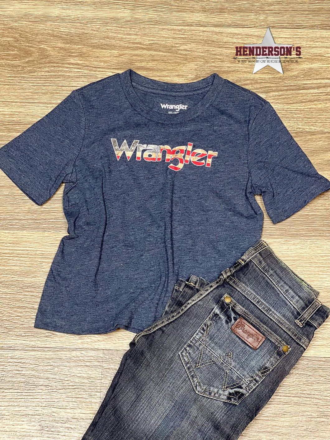 Boy's Wrangler American Tee ~ Navy - Henderson's Western Store