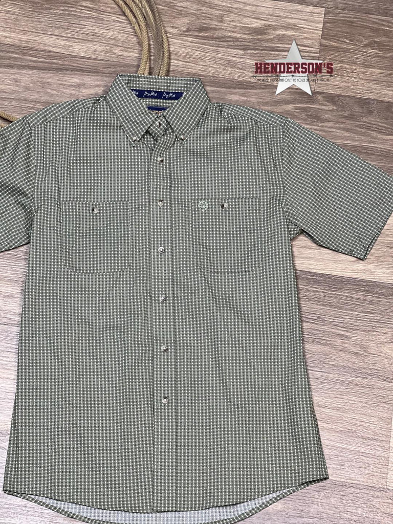 Men's George Strait Green Print Short Sleeve - Henderson's Western Store