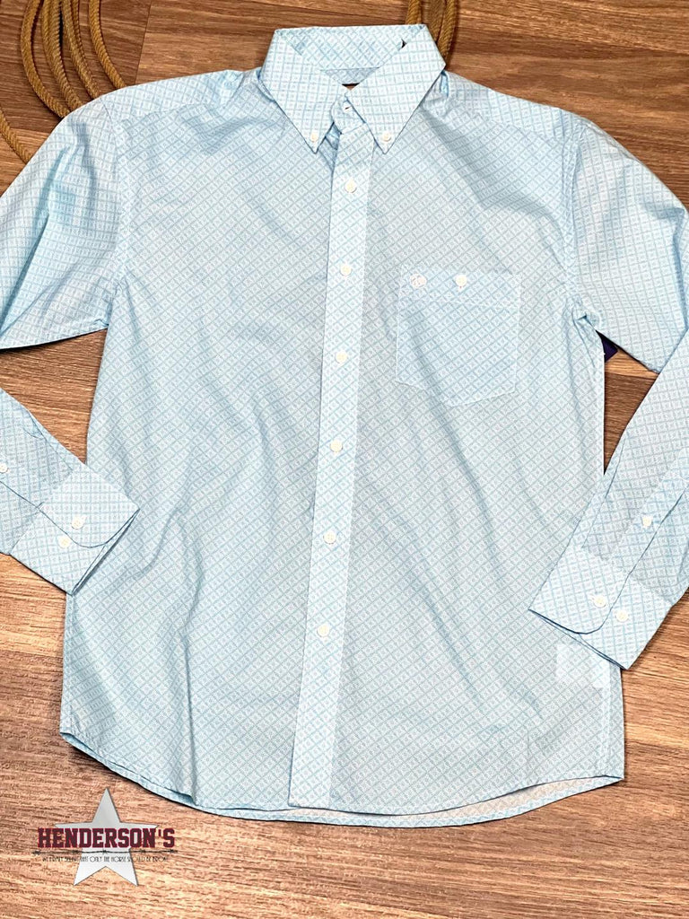 Men's Wrangler Classic Print ~ Lt Blue - Henderson's Western Store