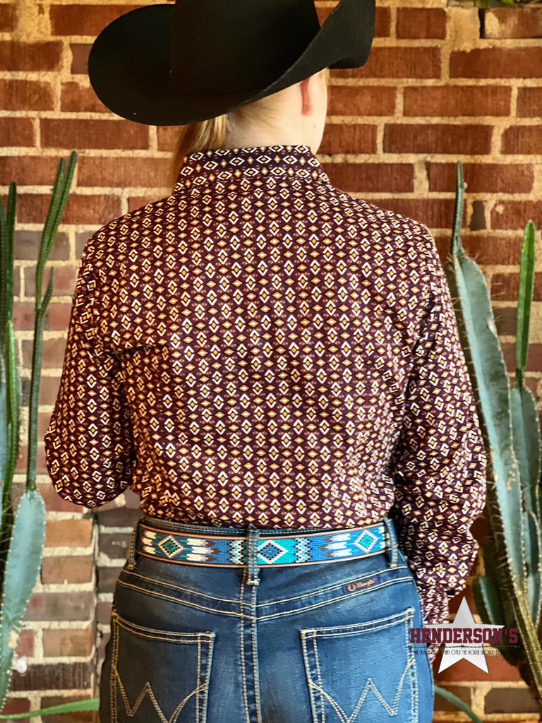 Ladies Cinch Button Down ~ Purple/Gold - Henderson's Western Store