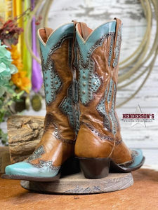 Load image into Gallery viewer, Ladies Taryn Snip Toe ~ Turquoise - Henderson&#39;s Western Store