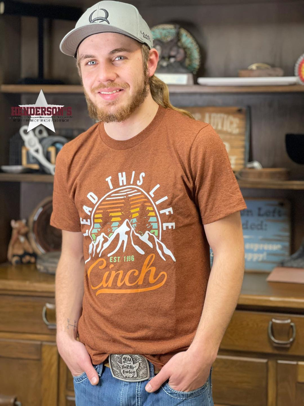 Cinch American Brand Tee ~ Heather Orange - Henderson's Western Store