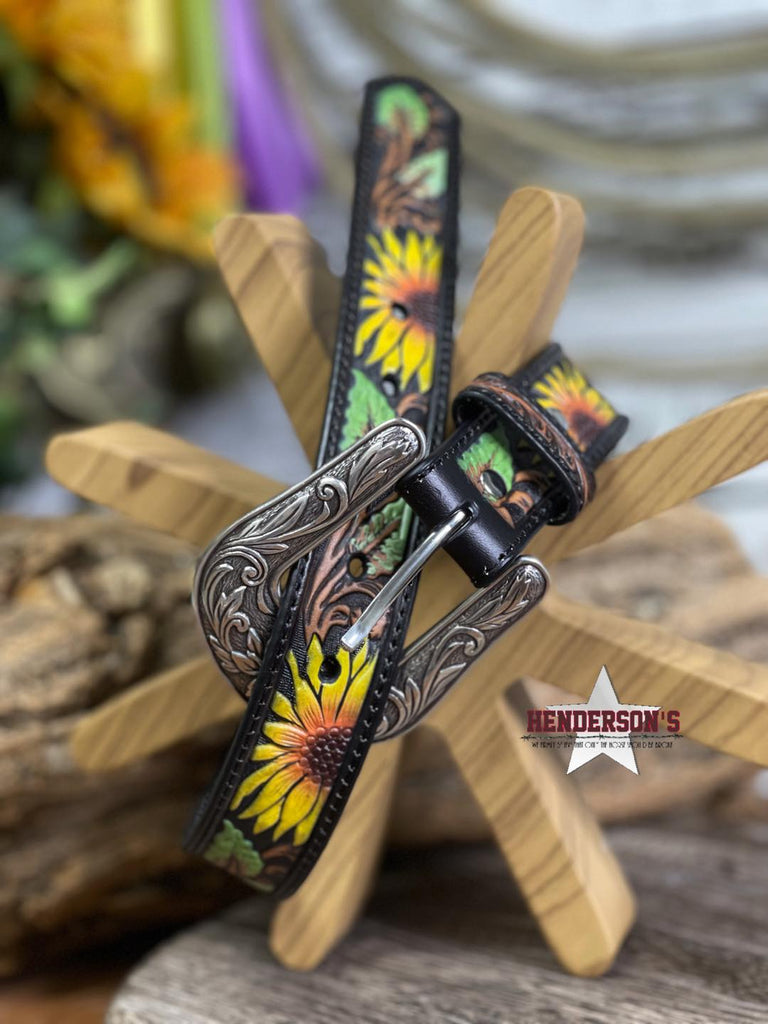 Sunflower Tooled Belt - Henderson's Western Store