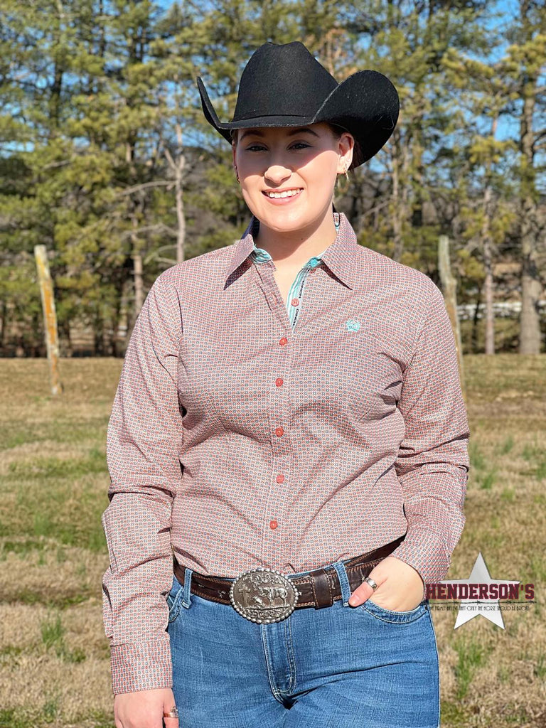 Ladies Cinch ~ Coral Geo Print - Henderson's Western Store