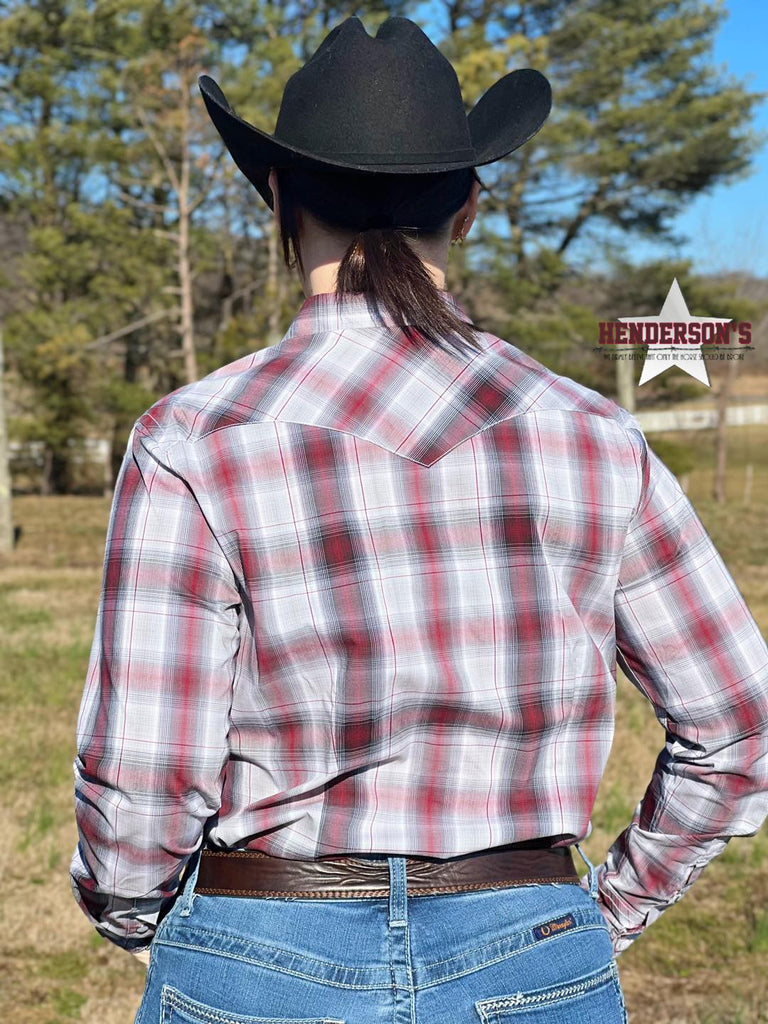 Ladies Rough Stock Plaid ~ Burgundy - Henderson's Western Store