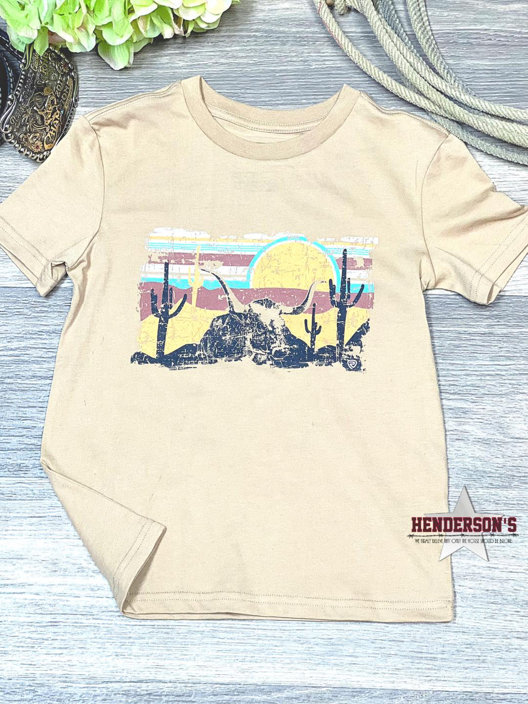 Boy's Steerhead Tee ~ Taupe - Henderson's Western Store