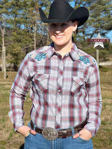 Load image into Gallery viewer, Ladies Rough Stock Plaid ~ Burgundy - Henderson&#39;s Western Store