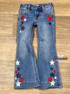 Load image into Gallery viewer, Girl&#39;s Rock &amp; Roll Pleather Stars Trouser Jeans - Henderson&#39;s Western Store