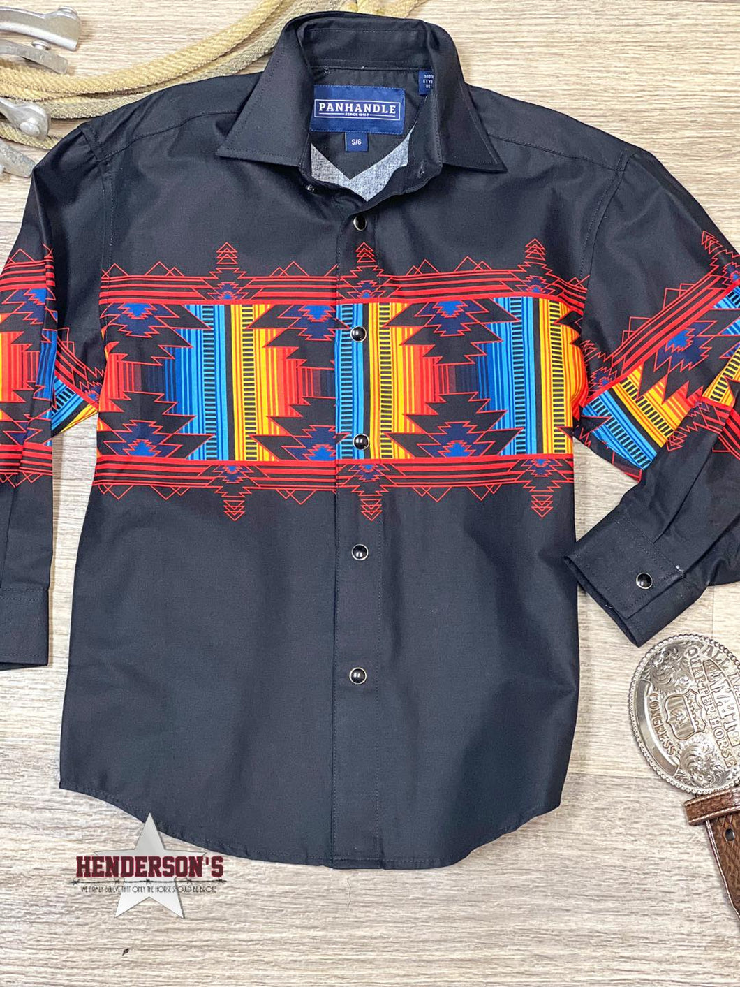 Boy's Southwest Border Print ~ Black - Henderson's Western Store