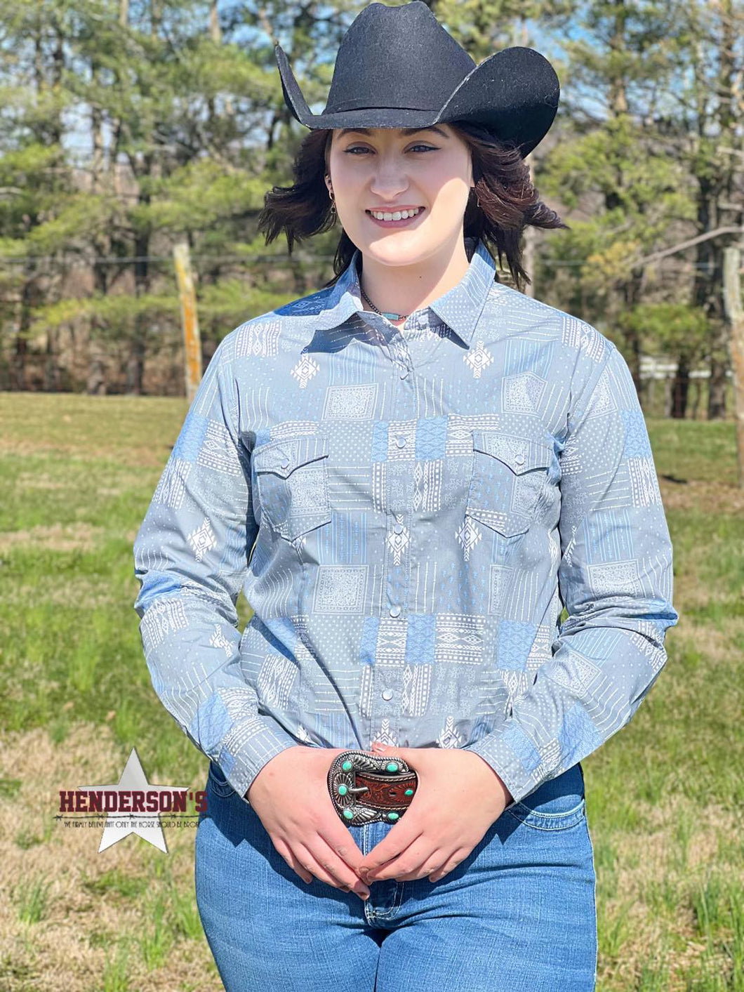 Ladies Rough Stock Plaid ~ Grey - Henderson's Western Store