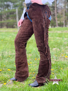 Load image into Gallery viewer, Suede Equitation Chaps ~ Brown - Henderson&#39;s Western Store