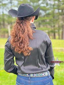 Load image into Gallery viewer, RHC Taffeta Concealed Zipper Show Shirt - Black - Henderson&#39;s Western Store