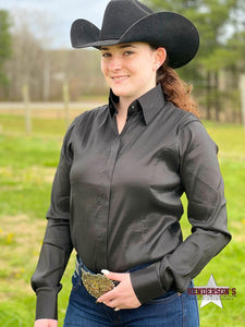 Load image into Gallery viewer, RHC Taffeta Concealed Zipper Show Shirt - Black - Henderson&#39;s Western Store