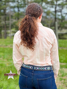 Load image into Gallery viewer, Ladies Wrangler Retro Shirt ~ Peach &amp; White - Henderson&#39;s Western Store