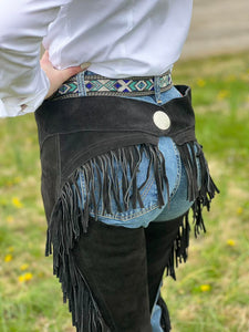 Load image into Gallery viewer, Suede Equitation Chaps ~ Black - Henderson&#39;s Western Store