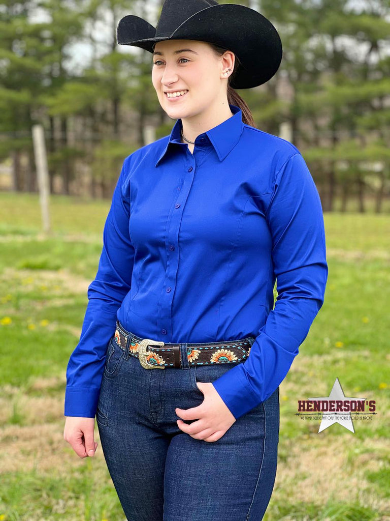 RHC Sateen Concealed Zipper Show Shirt - Royal Blue - Henderson's Western Store