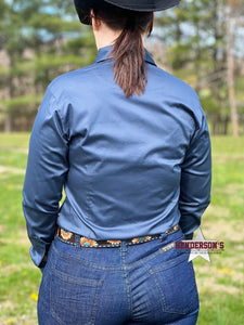 Load image into Gallery viewer, RHC Sateen Concealed Zipper Show Shirt - Slate Blue - Henderson&#39;s Western Store