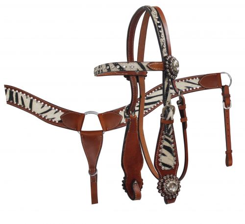 Zebra Print Headstall Set ~ White Headstall & Breastcollar Set shiloh   