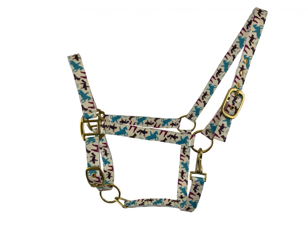 Nylon Halter W/Horse & Rider Print halter shiloh   