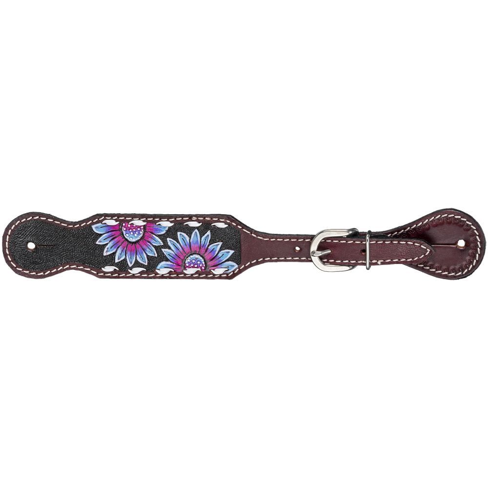 Purple & Blue Sunflower Spur Strap - Henderson's Western Store