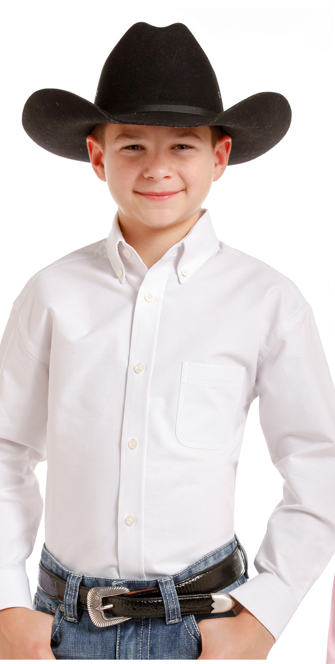 Boy's White Button Down Boys Shirts Pandhandle Slim   
