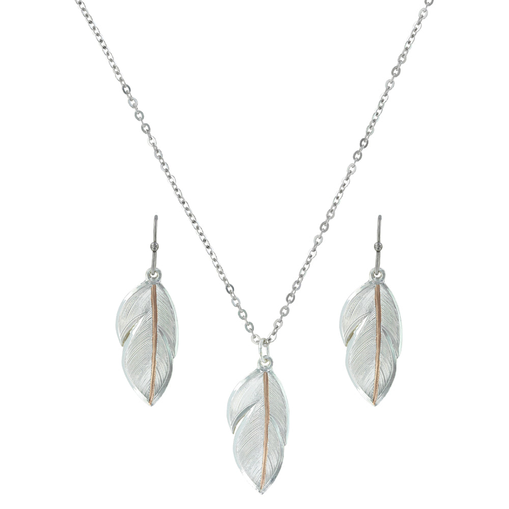 Downy Feather Necklace Set Jewelry Montana Silver   