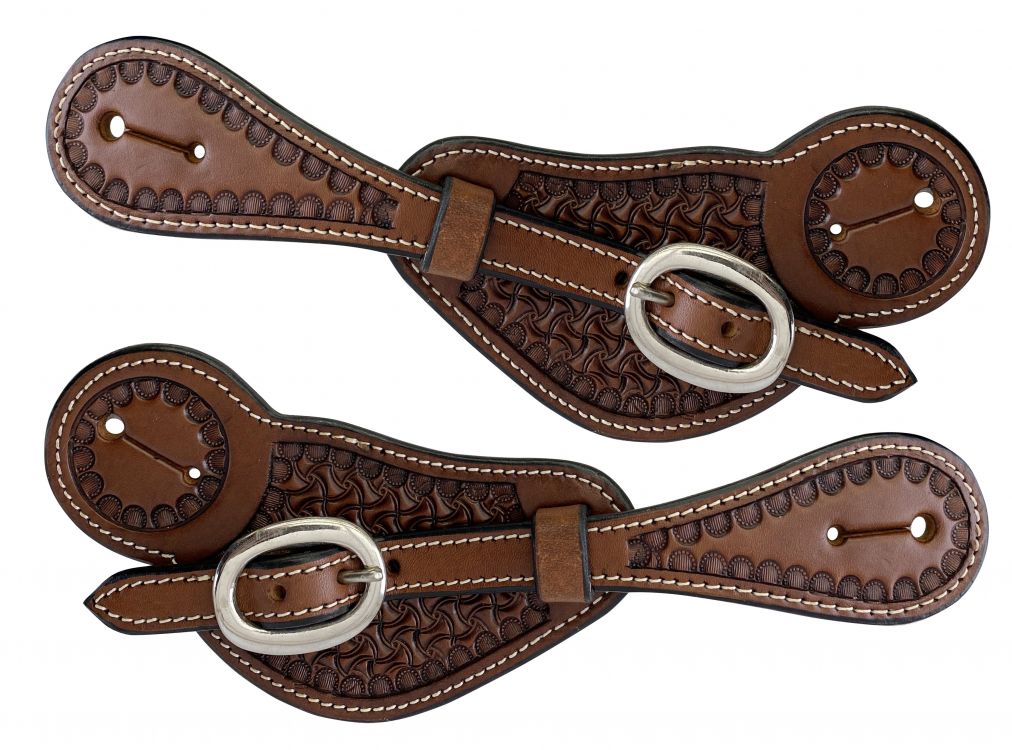 Argentina Leather Spur Strap ~ Basket Weave - Henderson's Western Store