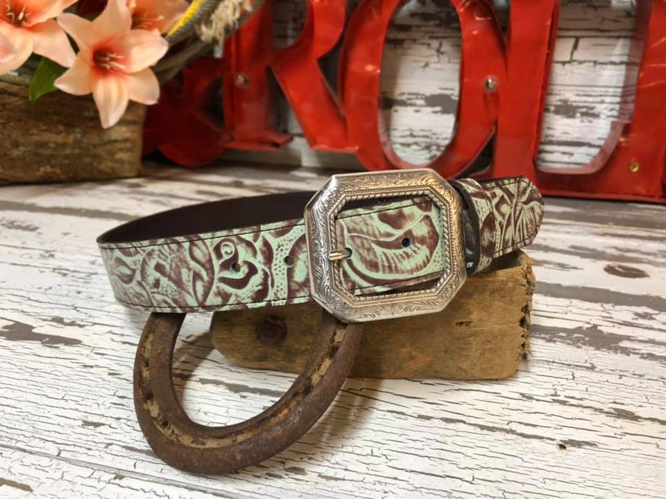 Turquoise Floral Belt Women's Belt Henderson's Western Store   