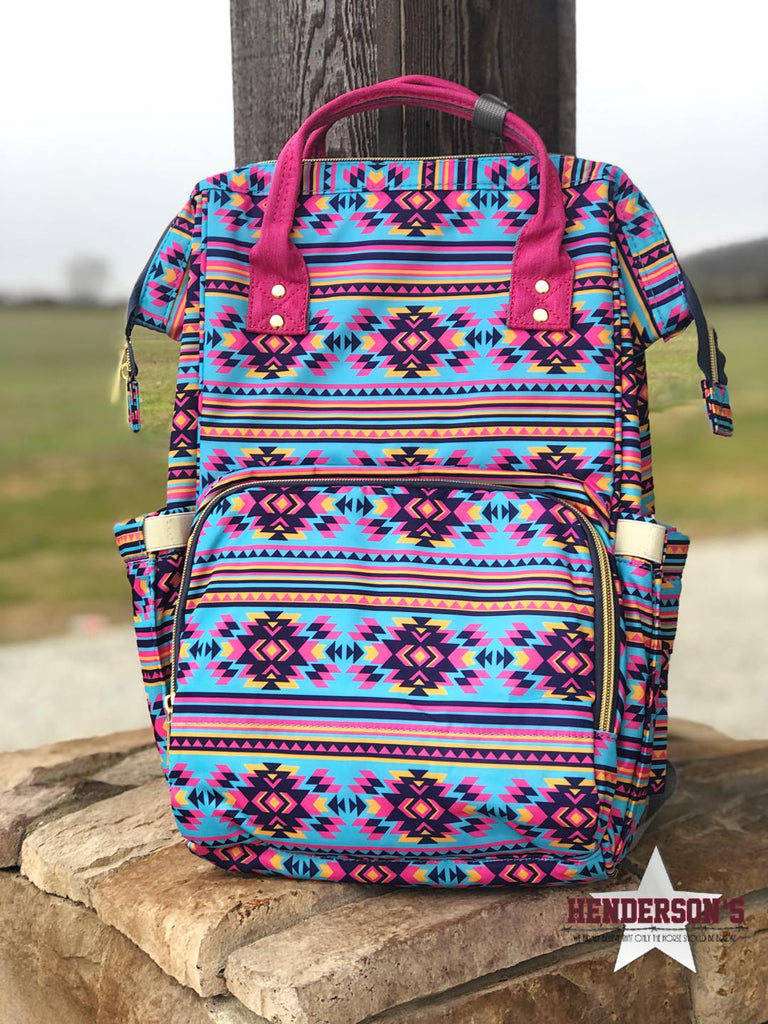 Diaper Backpack ~ Fuchsia Aztec - Henderson's Western Store