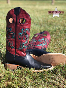 Load image into Gallery viewer, Black &amp; Red Embroidered Boots - Henderson&#39;s Western Store