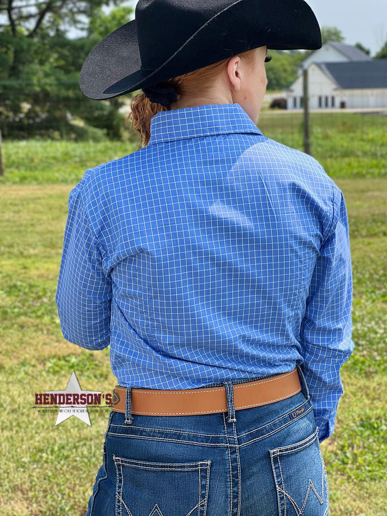 Sateen Concealed Zipper Show Shirt ~ Blue Check - Henderson's Western Store