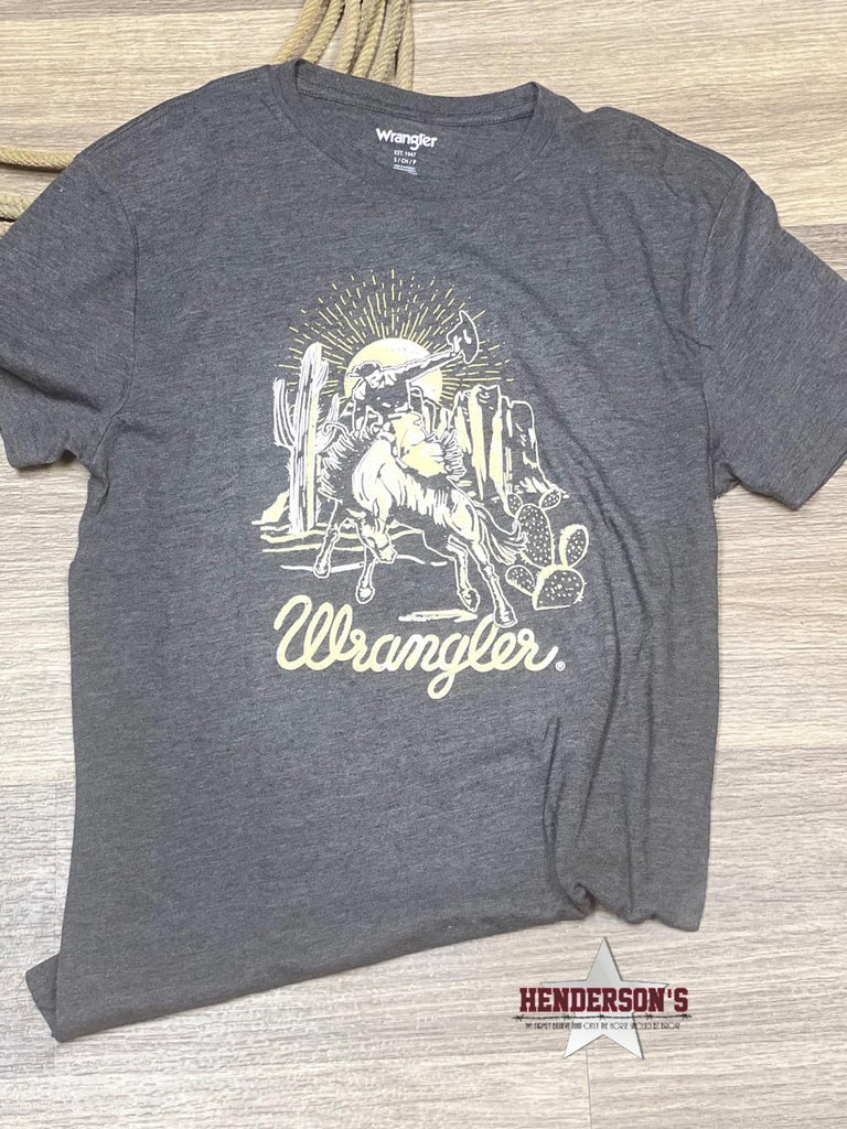 Men's Bronco Desert Wrangler Tee ~ Charcoal - Henderson's Western Store