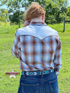 Load image into Gallery viewer, Ladies Butterscotch Applique Shirt by Roper - Henderson&#39;s Western Store