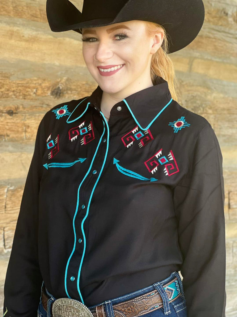 Cactus Embroidered ~ Turquoise - Henderson's Western Store