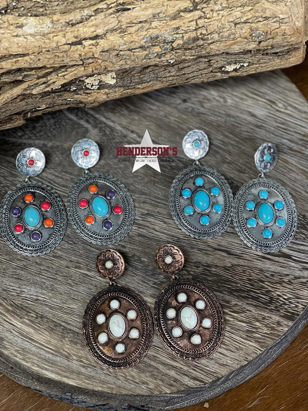 Western Chunky Concho Earrings - Henderson's Western Store